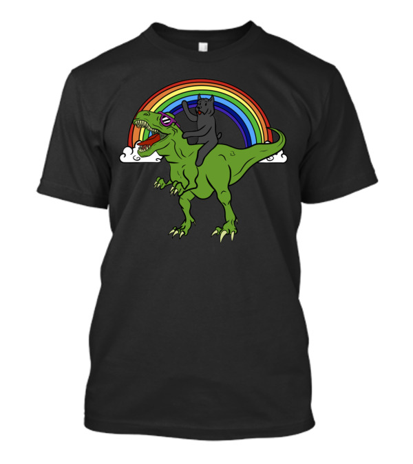 Cane Corso Dinosaur Riding Adventure With Rainbow And Clouds T-Shirt