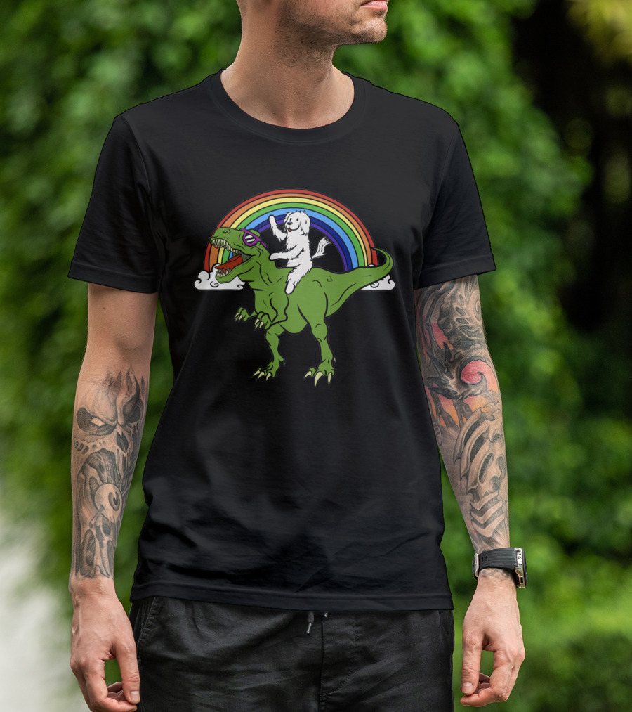 Maltese Dinosaur Riding Adventure T-Shirt
