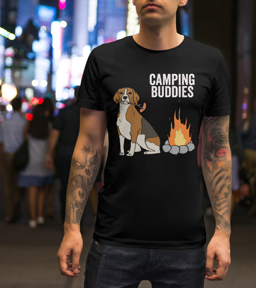 CAMPGROUND ADVENTURE WITH BEAGLE AND CAMPFIRE BUDDIES T-Shirt