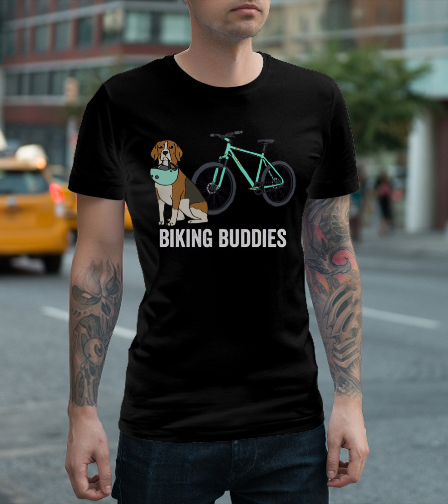 BEAGLE BIKING BUDDIES WITH TEAL BICYCLE T-Shirt