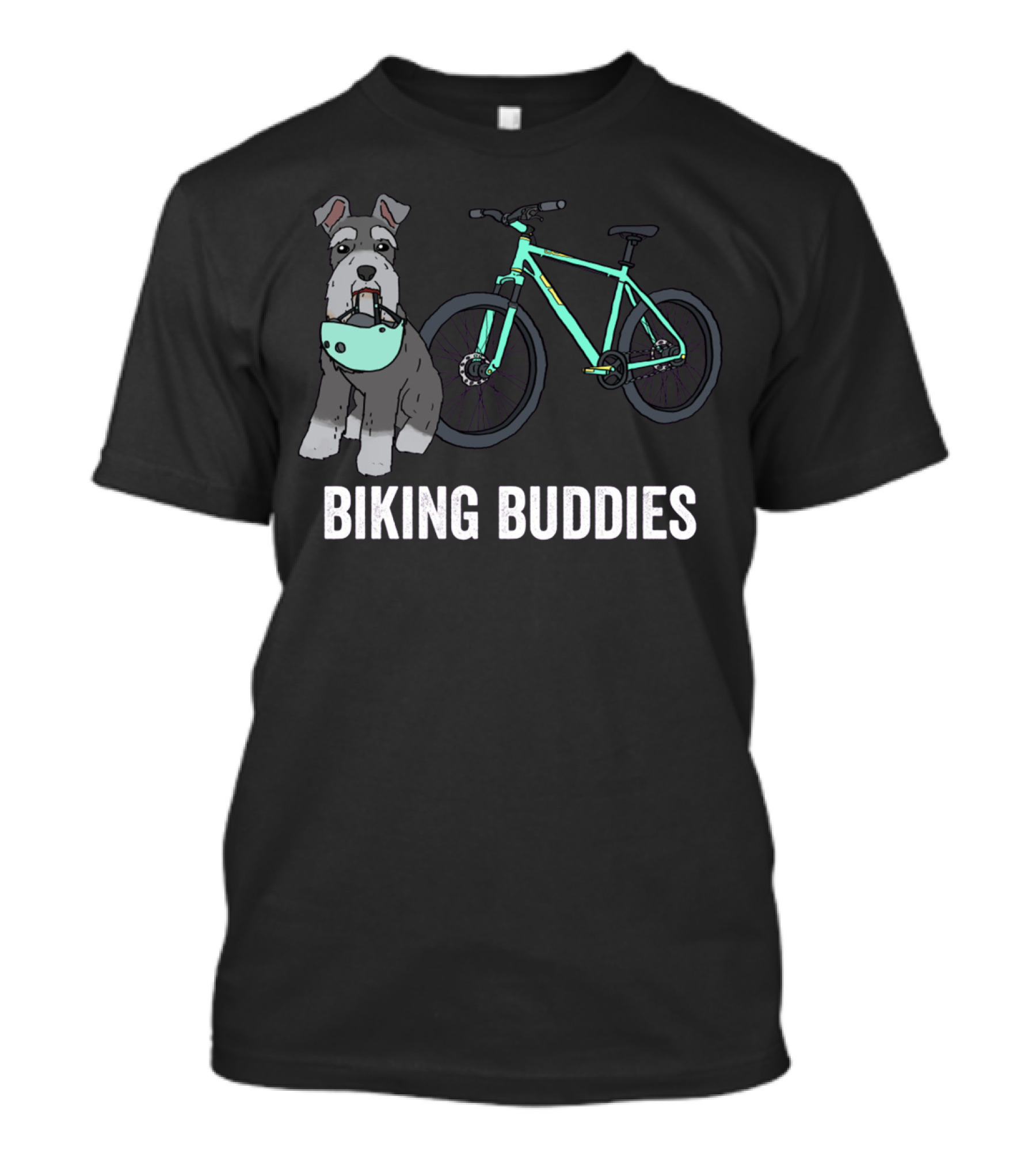 Schnauzer Biking Buddies Cute Dog Companion With Bicycle T-Shirt