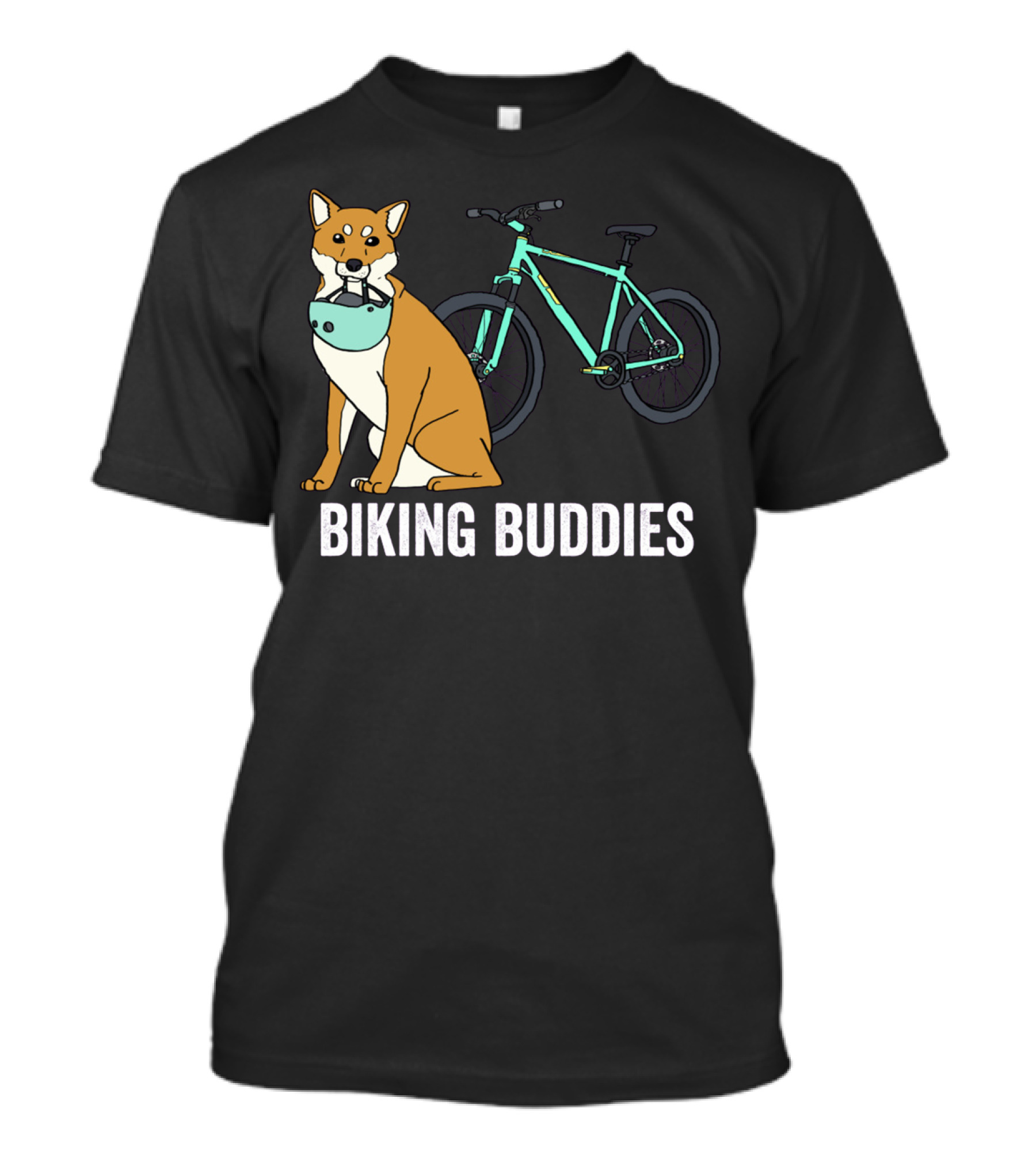 Shiba Inu With Bike Companion Biking Buddies Adventure T-Shirt