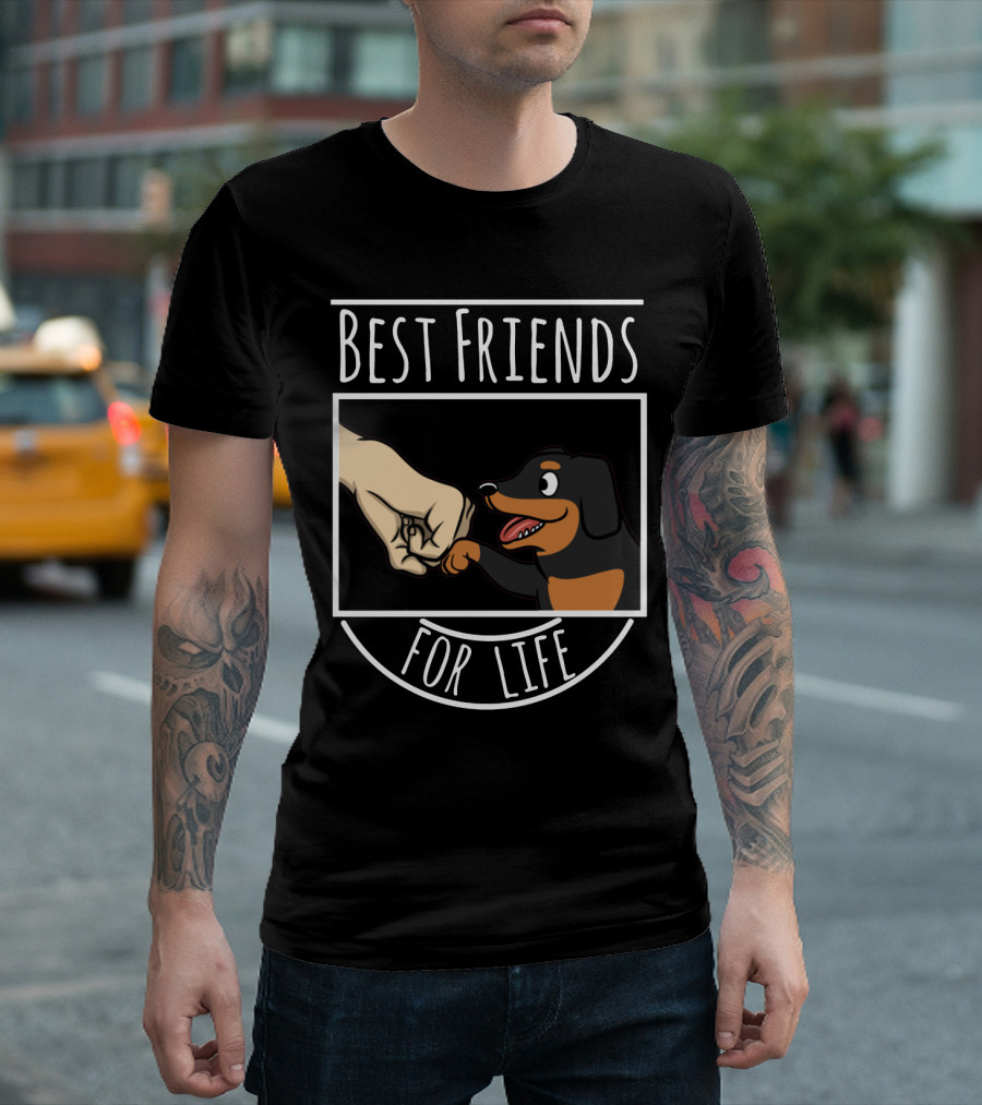 Best Friends For Life Dachshund Fist Bump Fun T-Shirt
