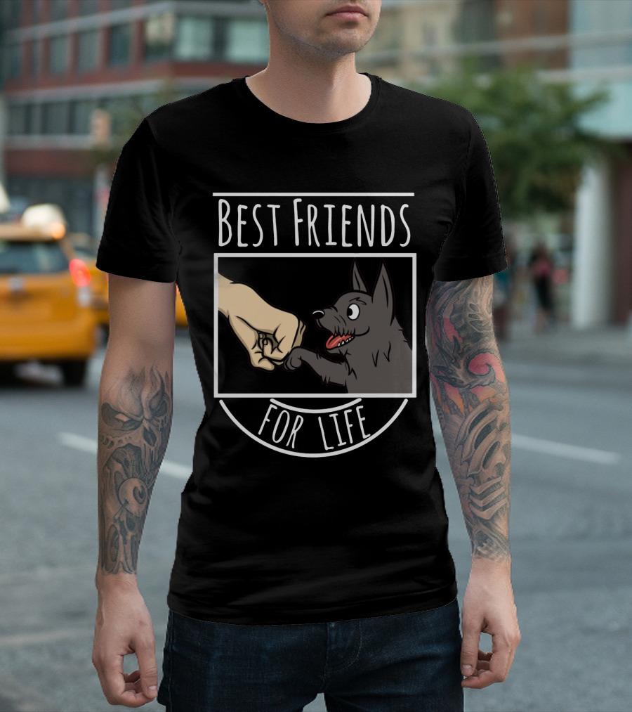 Best Friends For Life Scottie Hand And Paw Fist Bump T-Shirt