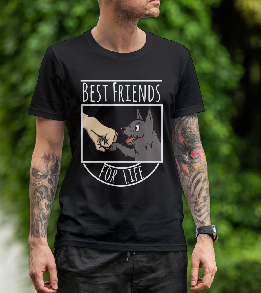 Best Friends For Life Scottie Hand And Paw Fist Bump T-Shirt