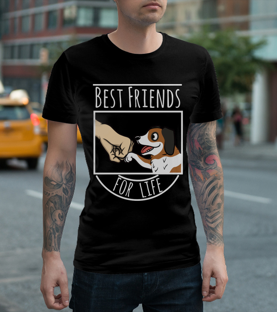 Best Friends for Life St Bernard Dog and Human Fist Bump T-Shirt