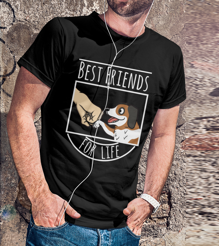 Best Friends For Life St Bernard Dog And Human Fist Bump T-Shirt