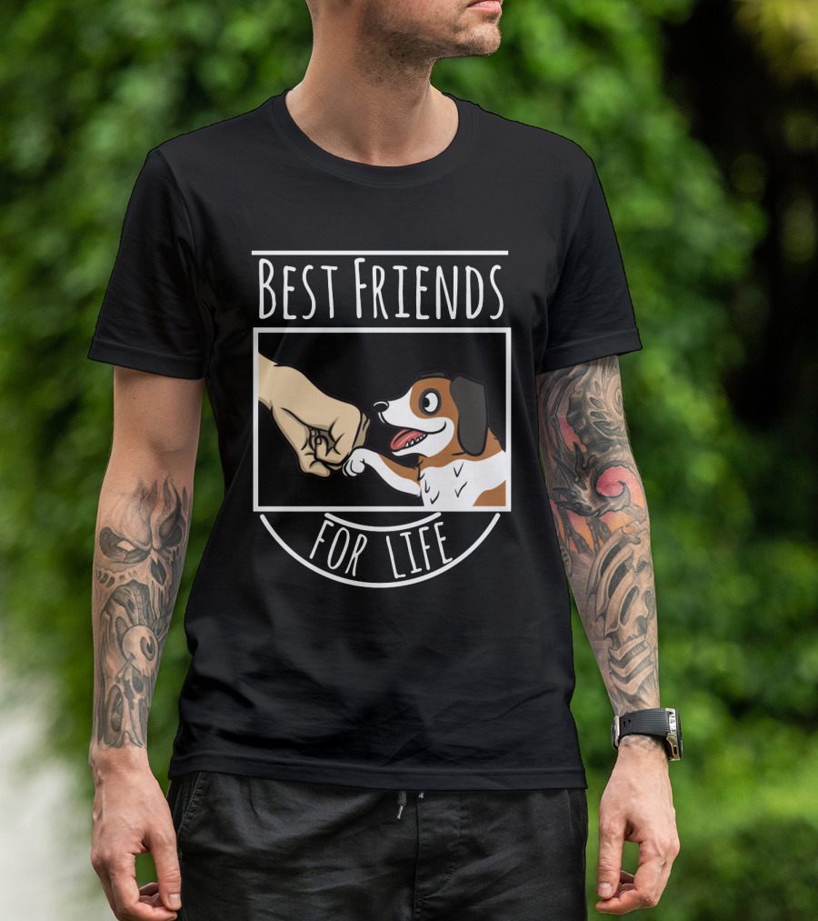 Best Friends For Life St Bernard Dog And Human Fist Bump T-Shirt