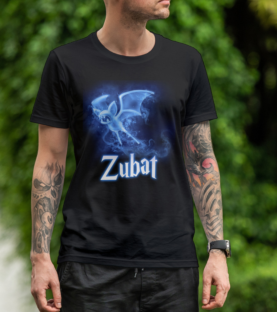 Zubat Pokemon Patronus Glowing Blue Mystical Bat T-Shirt