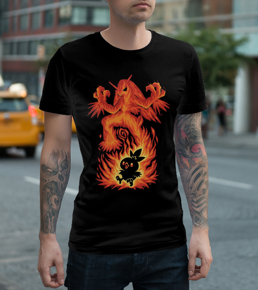 Evolution Pokemon Torchic Blaziken Flames T-Shirt
