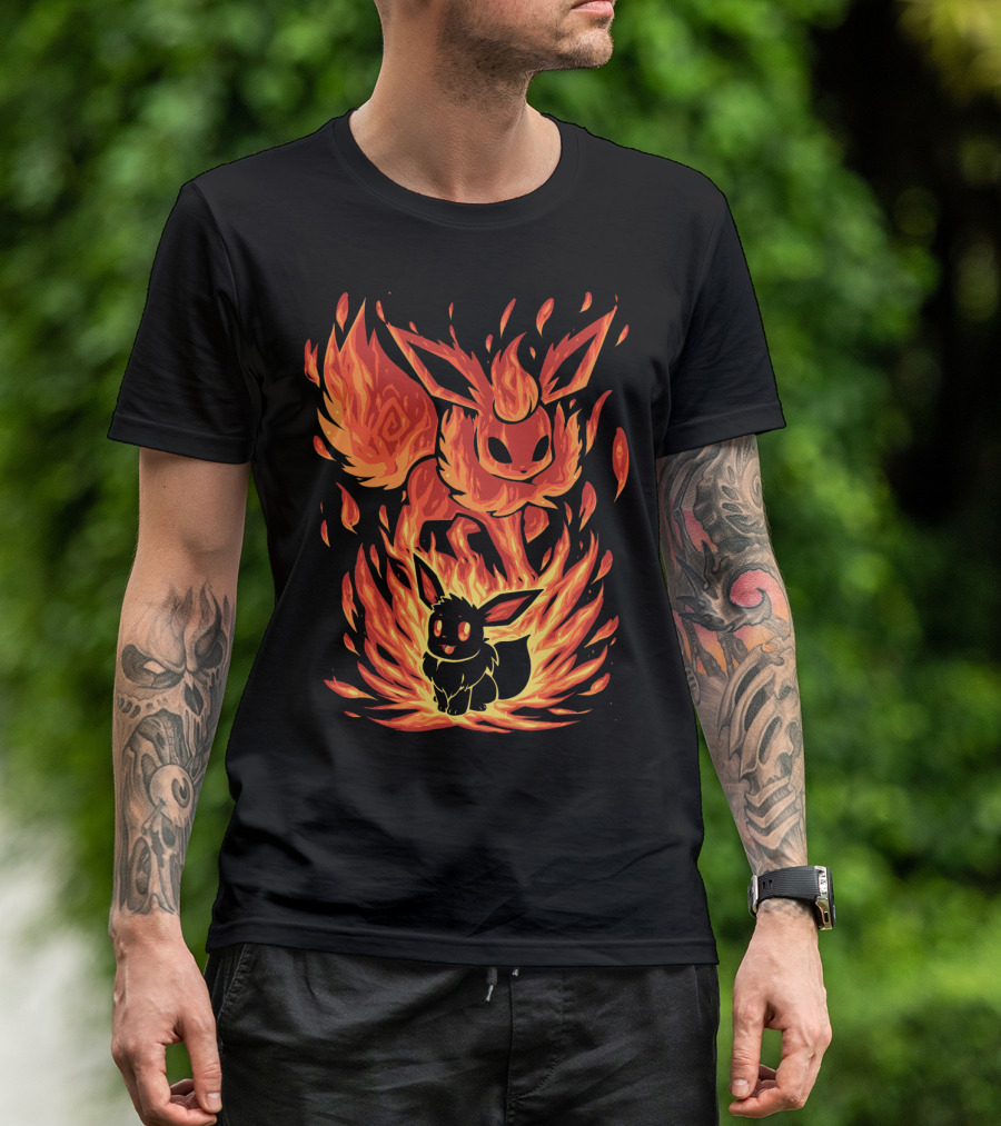 Eevee To Flareon Evolution Fire Transformation Pokemon T-Shirt