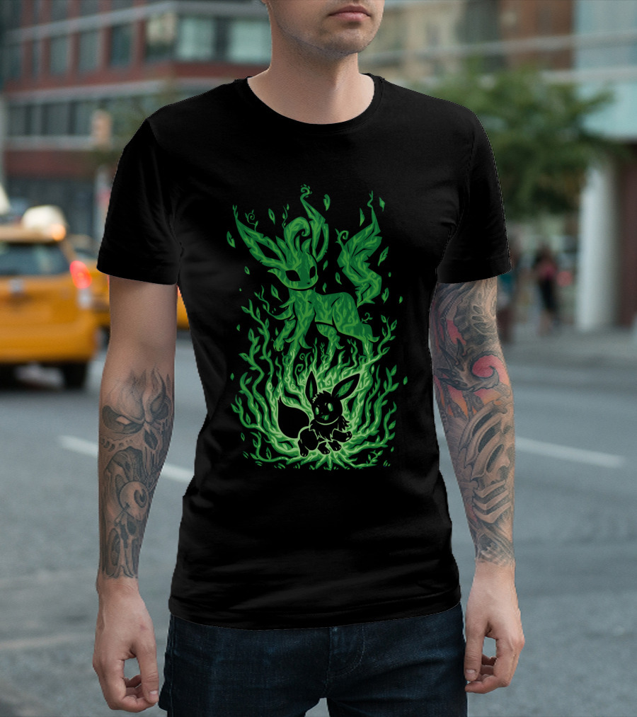 EVOLUTION POKEMON LEAFEON EEVEE FLAMES TRANSFORMATION T-Shirt
