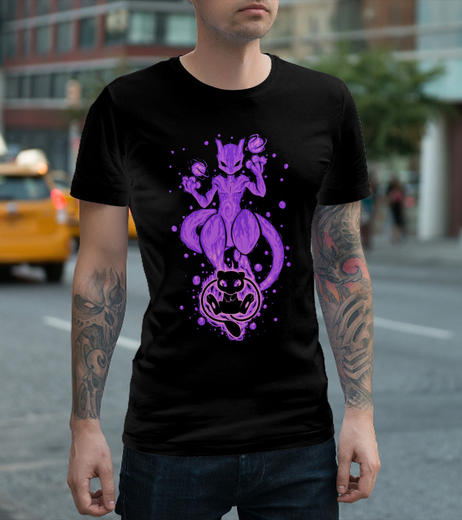 EVOLUTION POKEMON MEWTWO MEW KANTO LEGENDS T-Shirt