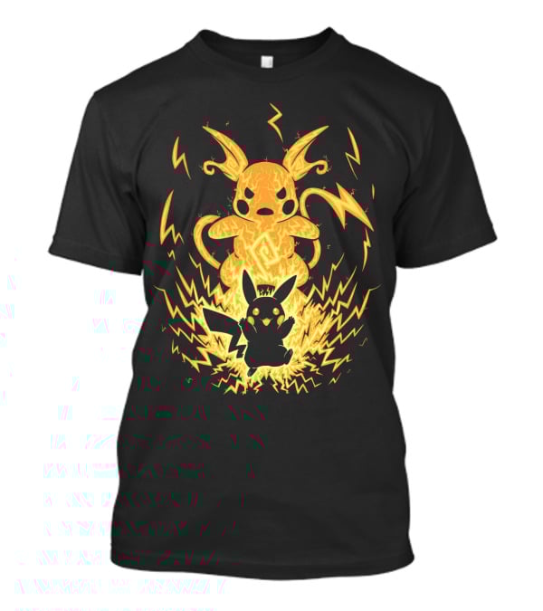EVOLUTION POKEMON RAICHU WITH PIKACHU AND LIGHTNING BACKGROUND T-Shirt