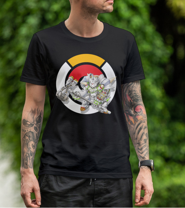 POKEMON X OVERWATCH CHESNAUGHT REINHARDT CROSSOVER BATTLE ARMOR T-Shirt