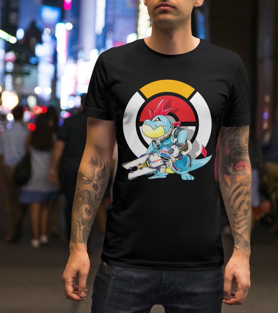 POKEMON CROCONAW ZARYA Crossover With Pokeball Background T-Shirt