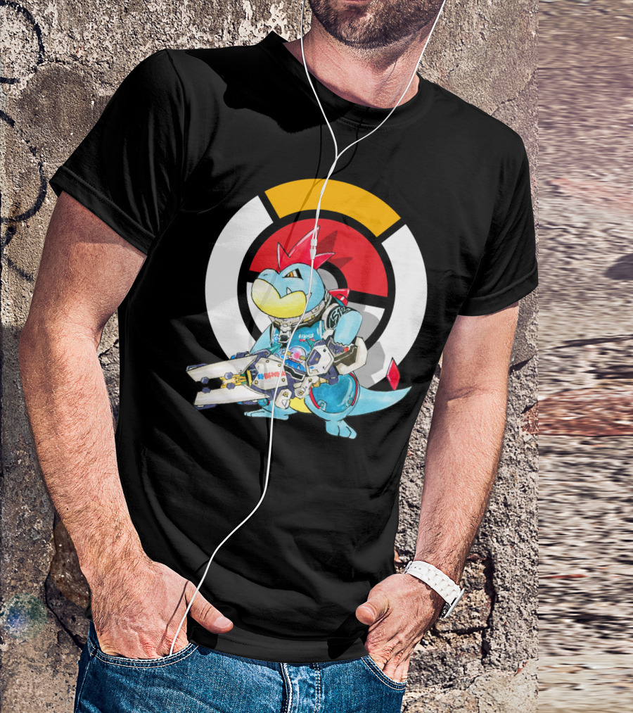 POKEMON CROCONAW ZARYA Crossover With Pokeball Background T-Shirt