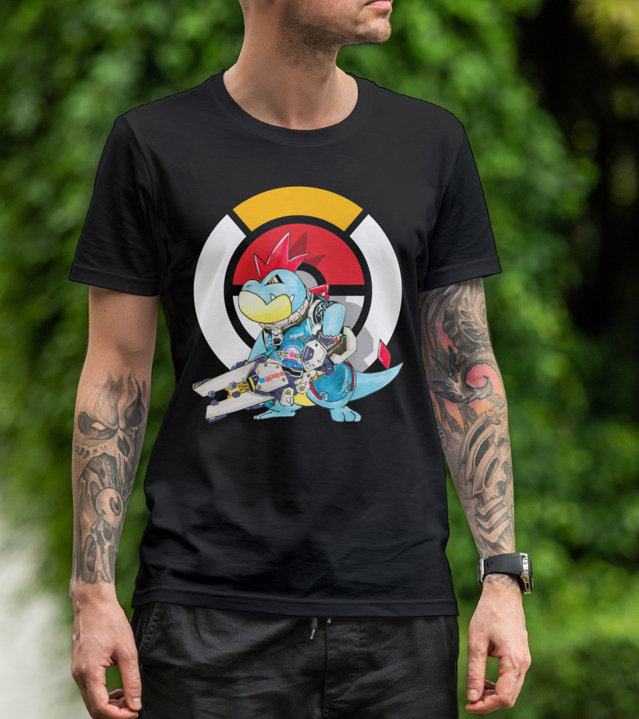 POKEMON CROCONAW ZARYA Crossover With Pokeball Background T-Shirt