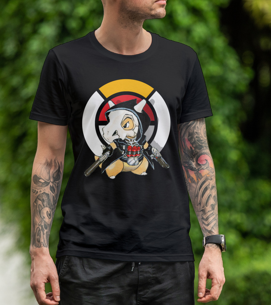POKEMON X OVER CUBONE X REAPER HOOD DUAL GUNS T-Shirt