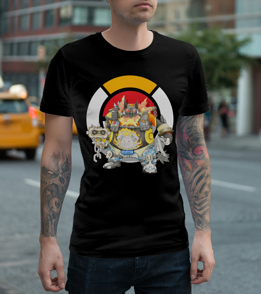 POKEMON X OVERWATCH EMBOAR ROADHOG MASHUP T-Shirt