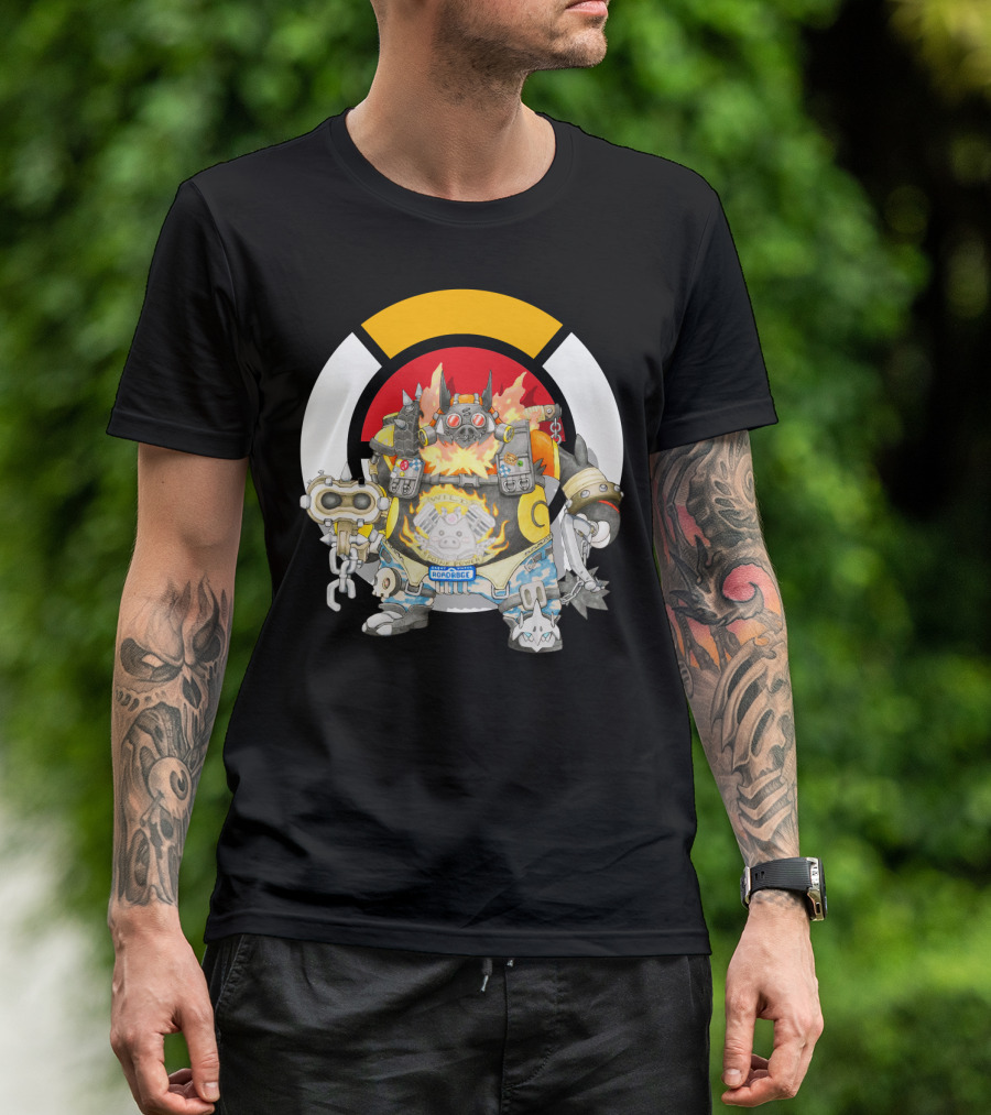 POKEMON X OVERWATCH EMBOAR ROADHOG MASHUP T-Shirt