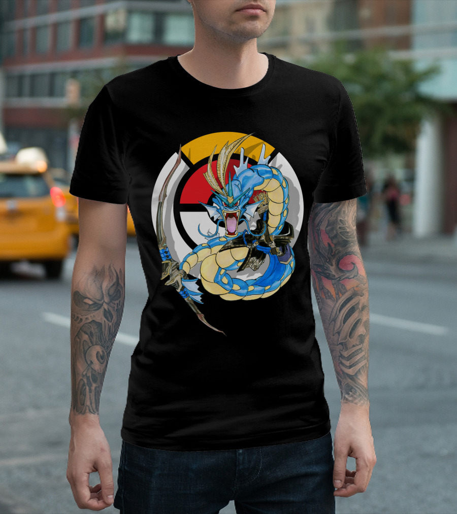 POKEMON GYARADOS HANZO CROSSOVER BOW AND SWORD MASHUP T-Shirt