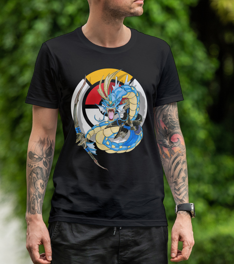 POKEMON GYARADOS HANZO CROSSOVER BOW AND SWORD MASHUP T-Shirt