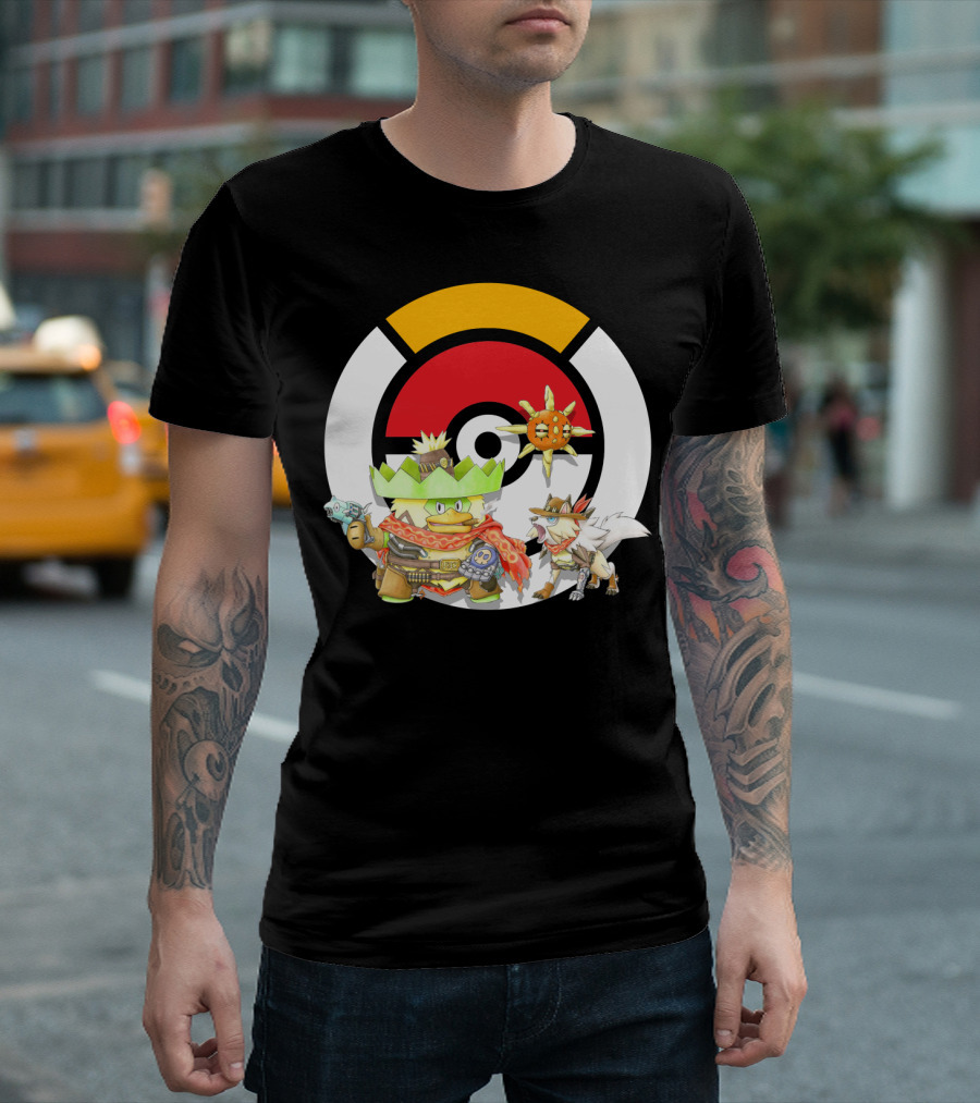 POKEMON X OVERWATCH LUDICOLO LYCANROC MCCREE SOLROCK CROSSOVER T-Shirt