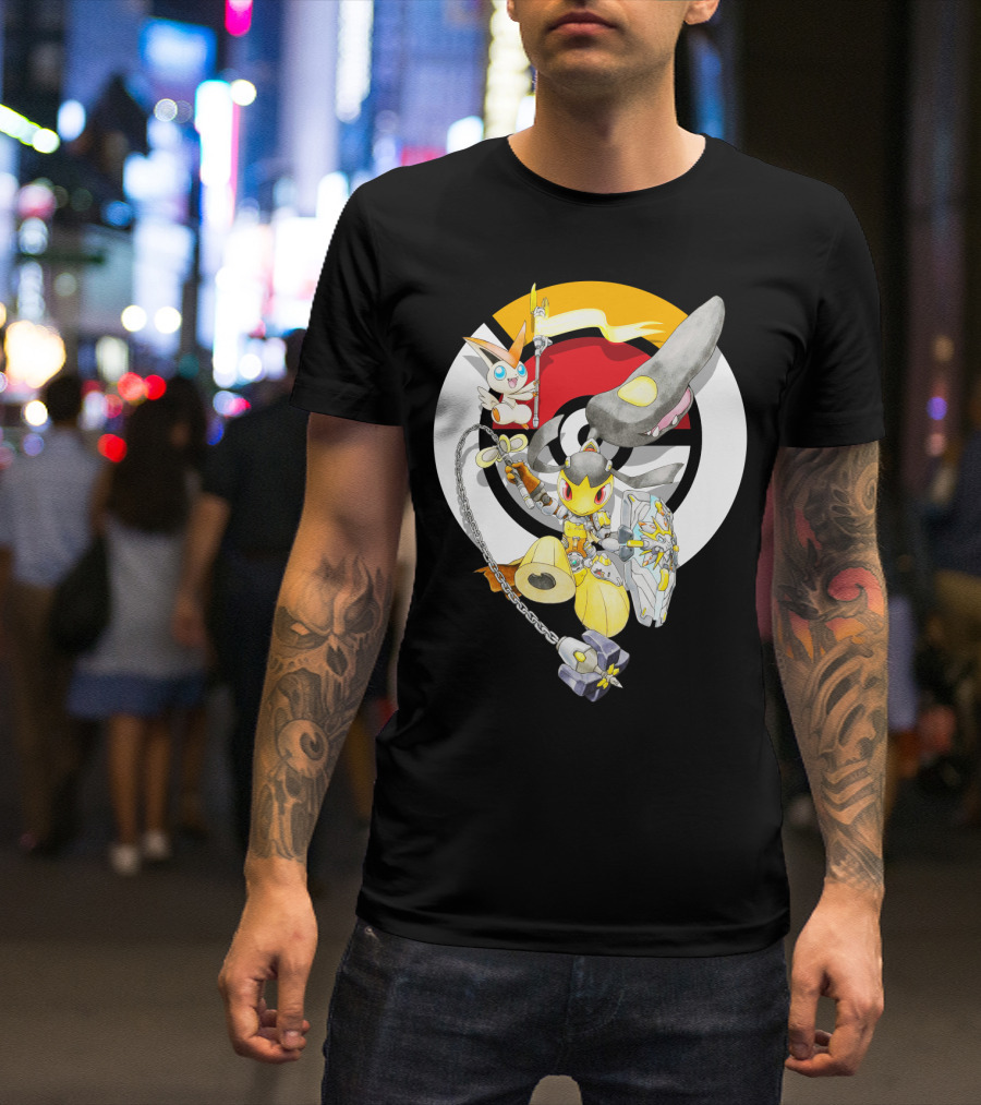 POKEMON MAWILE VICTINI FUSION X BRIGITTE CROSSOVER BATTLE POSE T-Shirt