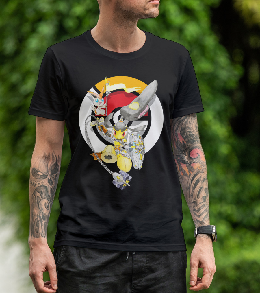 POKEMON MAWILE VICTINI FUSION X BRIGITTE CROSSOVER BATTLE POSE T-Shirt