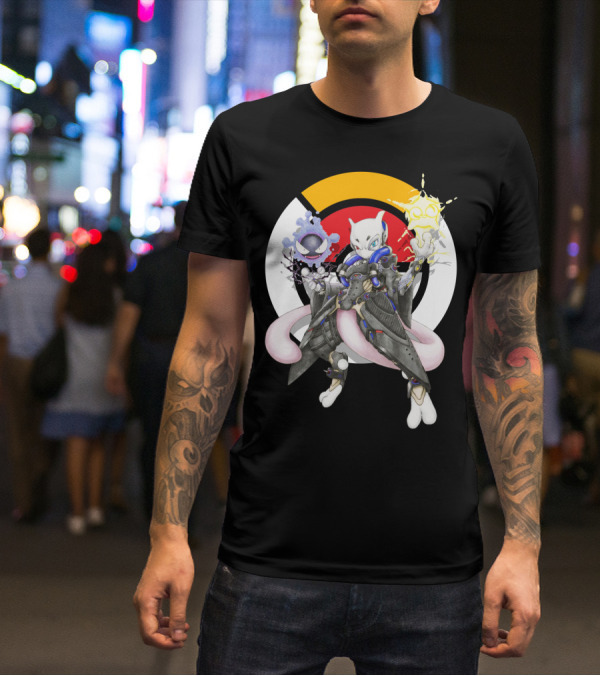 POKEMON MEWTWO X MOIRA CROSSOVER WITH OVERWATCH SYMBOLS AND GASTLY IN T-Shirt