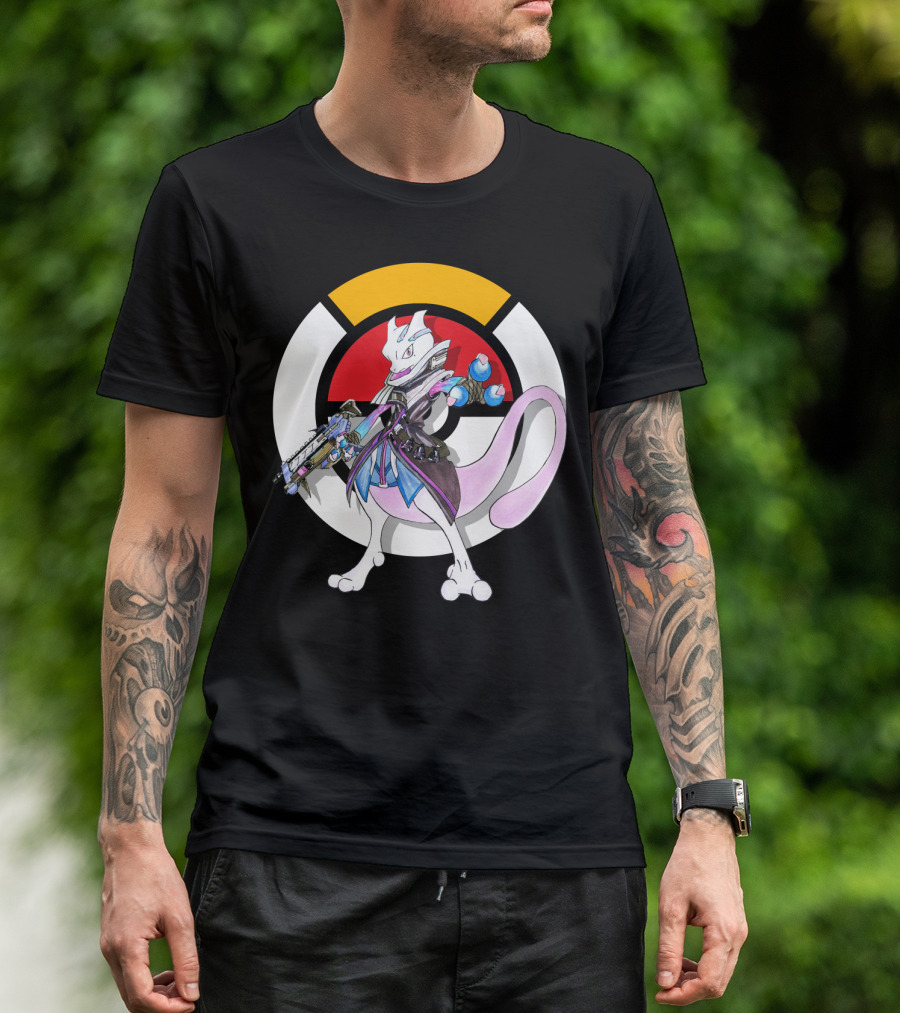 POKEMON X OVERWATCH MEWTWO X SOMBRA ICON MASHUP T-Shirt