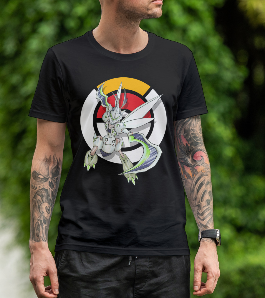 POKEMON X OVER SCYTHER X GENJI Logo Collaboration With Iconic Fusion Character T-Shirt