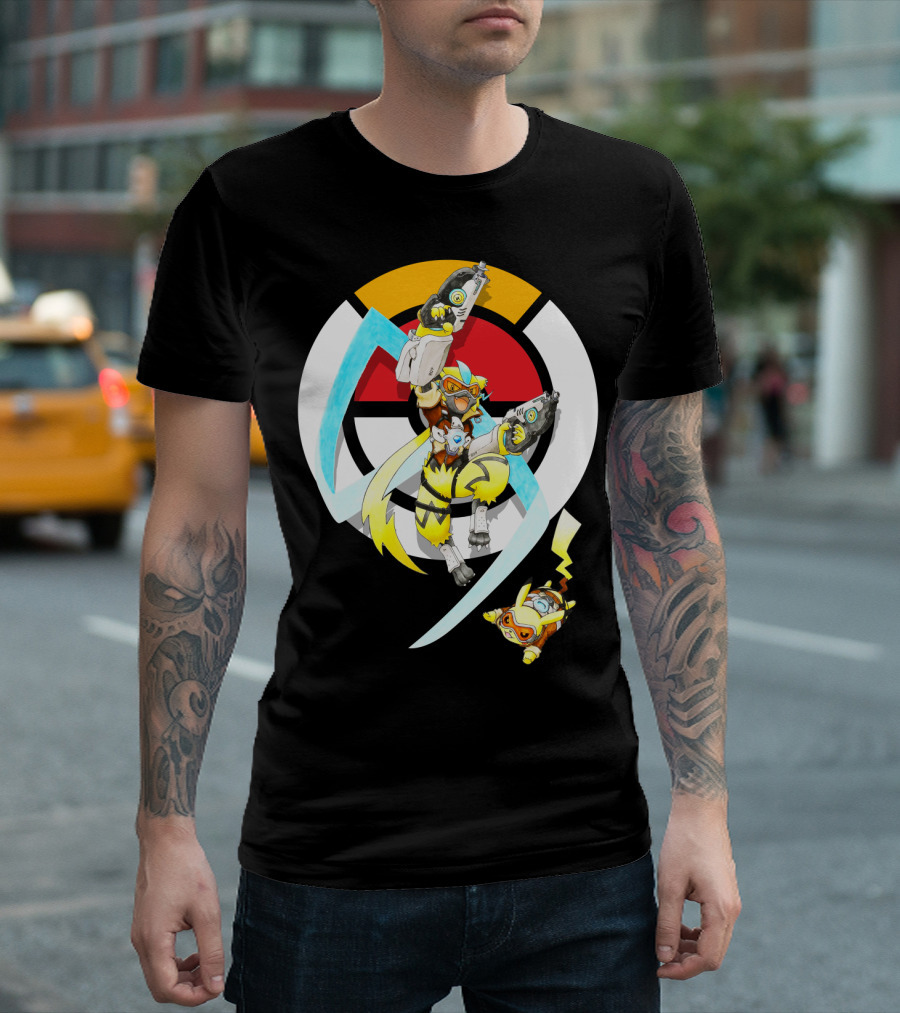 POKEMON X ZERAORA X PIKACHU OVERWATCH STYLE BATTLE T-Shirt