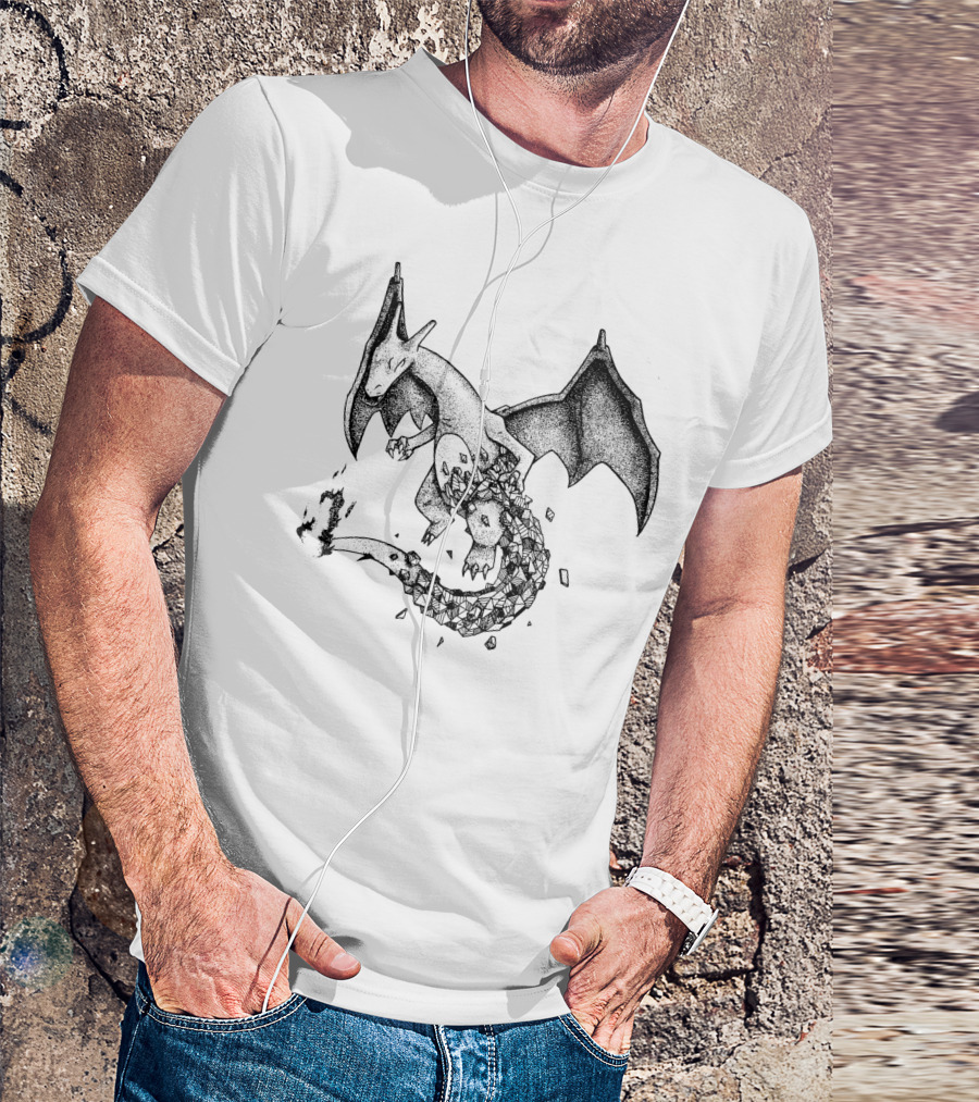 Geometric Charizard Pokemon Crystal Fragmented T-Shirt