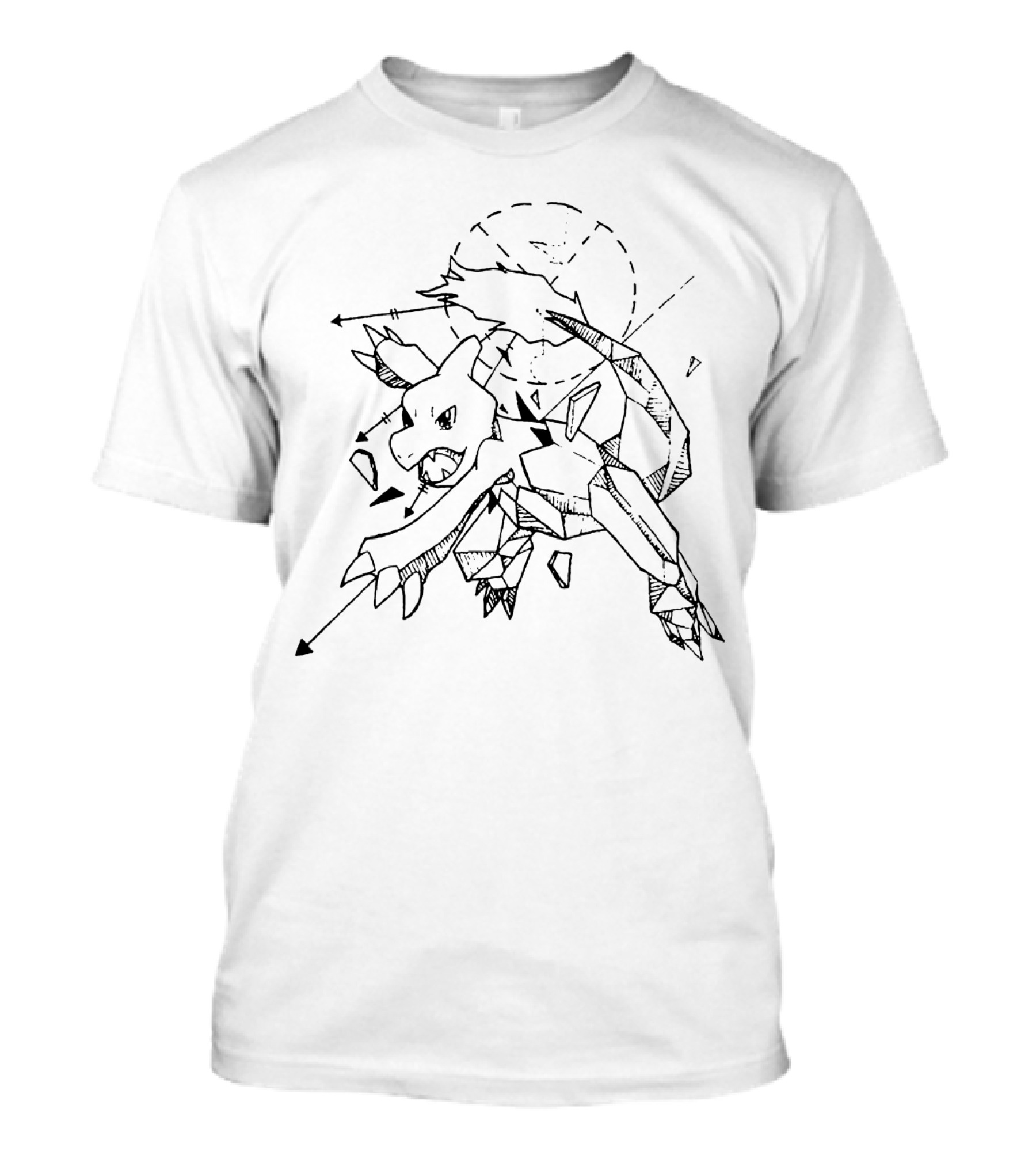 Geometric Charmeleon Pokemon Sketch T-Shirt