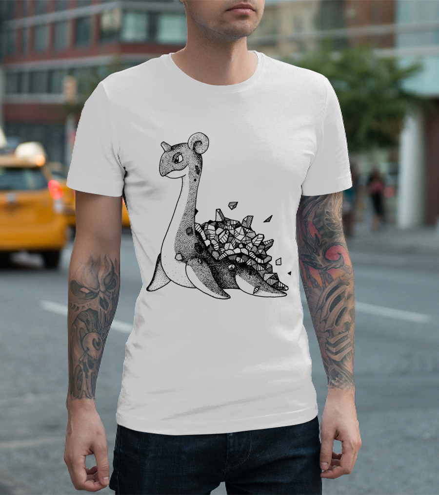 Geometric Style Lapras Pokemon Sketch T-Shirt