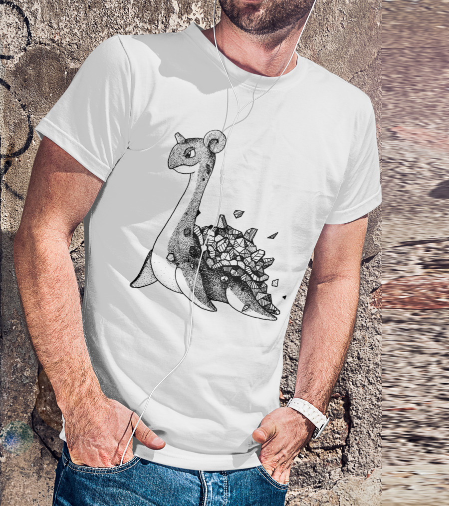 Geometric Style Lapras Pokemon Sketch T-Shirt