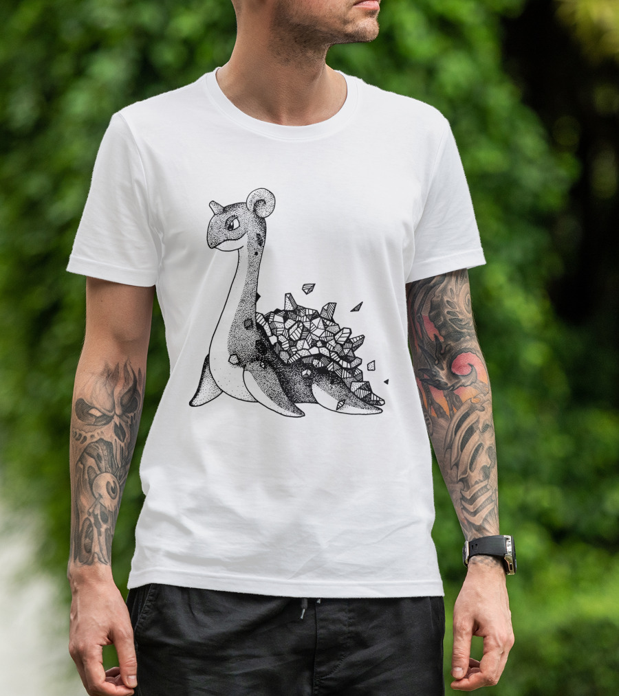 Geometric Style Lapras Pokemon Sketch T-Shirt