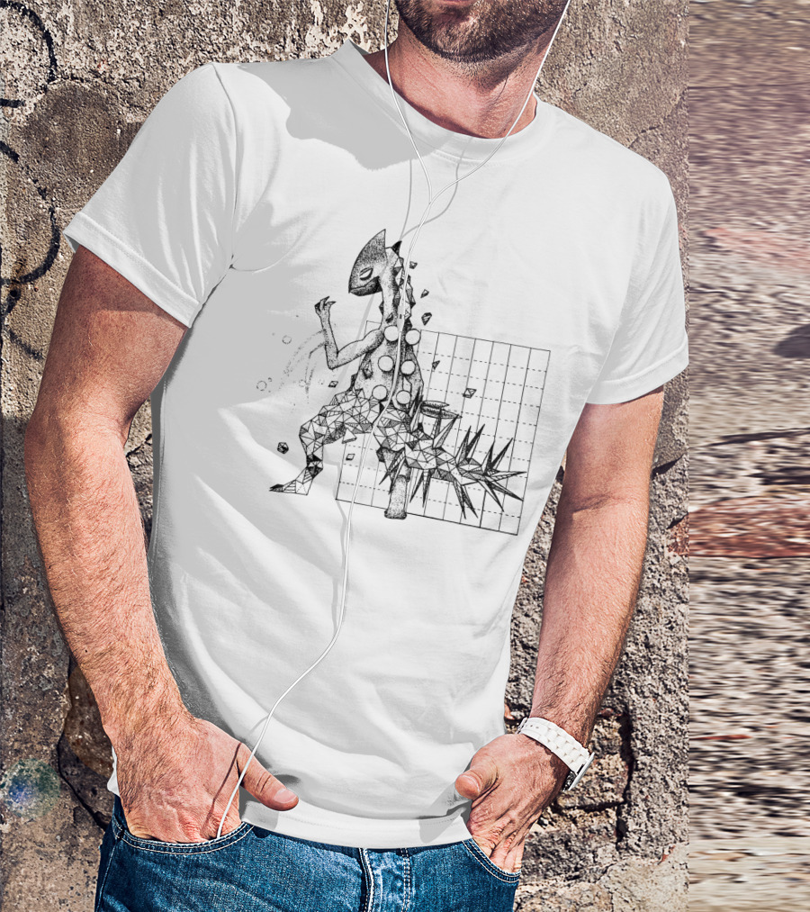 Geometric Pokemon Sceptile Dotwork Art With Spiky Tail T-Shirt