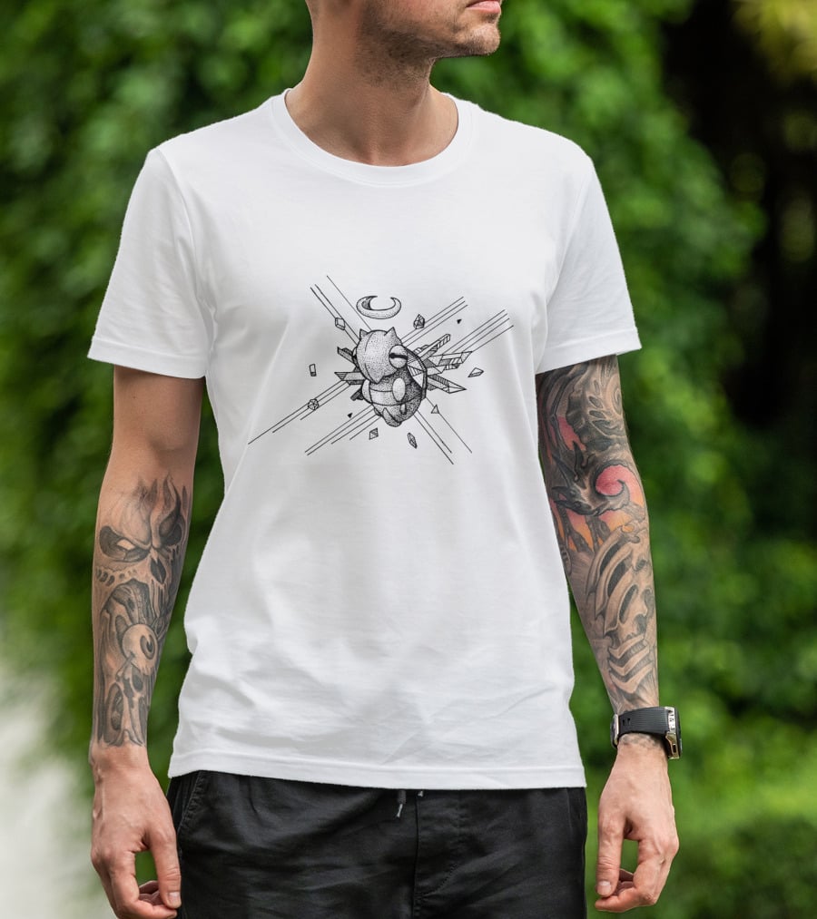 GEOMETRIC POKEMON SHEDINJA WITH GRAPHIC LINES AND CRYSTALS T-Shirt