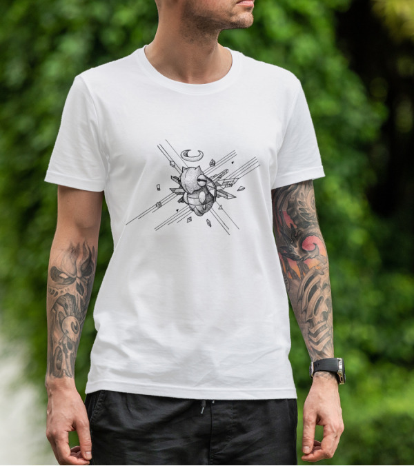 GEOMETRIC POKEMON SHEDINJA WITH GRAPHIC LINES AND CRYSTALS T-Shirt