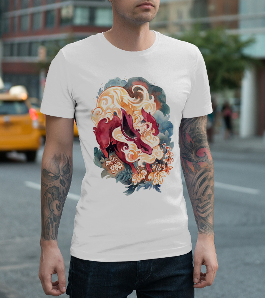 WATERCOLOR POKEMON FLAREON SMOKE AND FLAMES T-Shirt