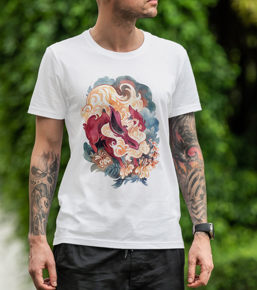 WATERCOLOR POKEMON FLAREON SMOKE AND FLAMES T-Shirt