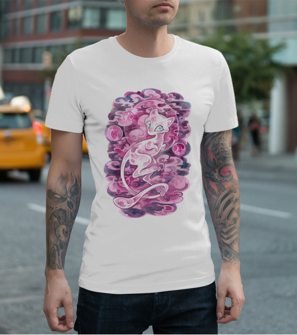 WATERCOLOR POKEMON MEW PURPLE SWIRLS AND ORBS T-Shirt