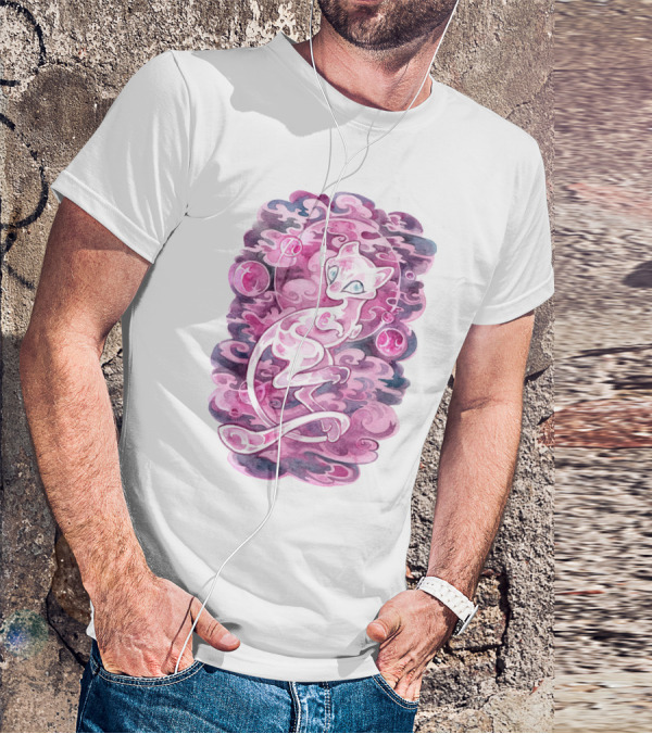 WATERCOLOR POKEMON MEW PURPLE SWIRLS AND ORBS T-Shirt