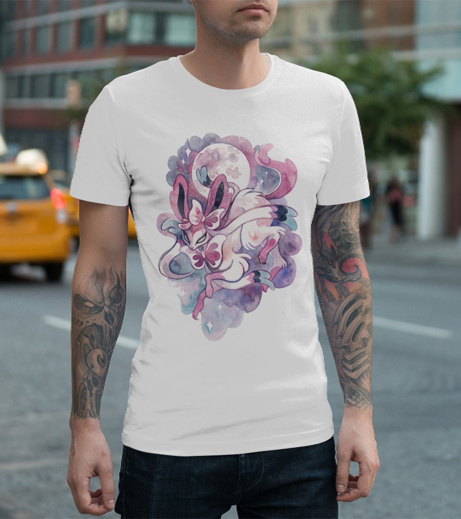 WATERCOLOR POKEMON SYLVEON LUNAR MOONLIGHT PASTEL FANTASY T-Shirt