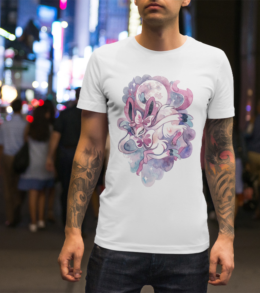 WATERCOLOR POKEMON SYLVEON LUNAR MOONLIGHT PASTEL FANTASY T-Shirt