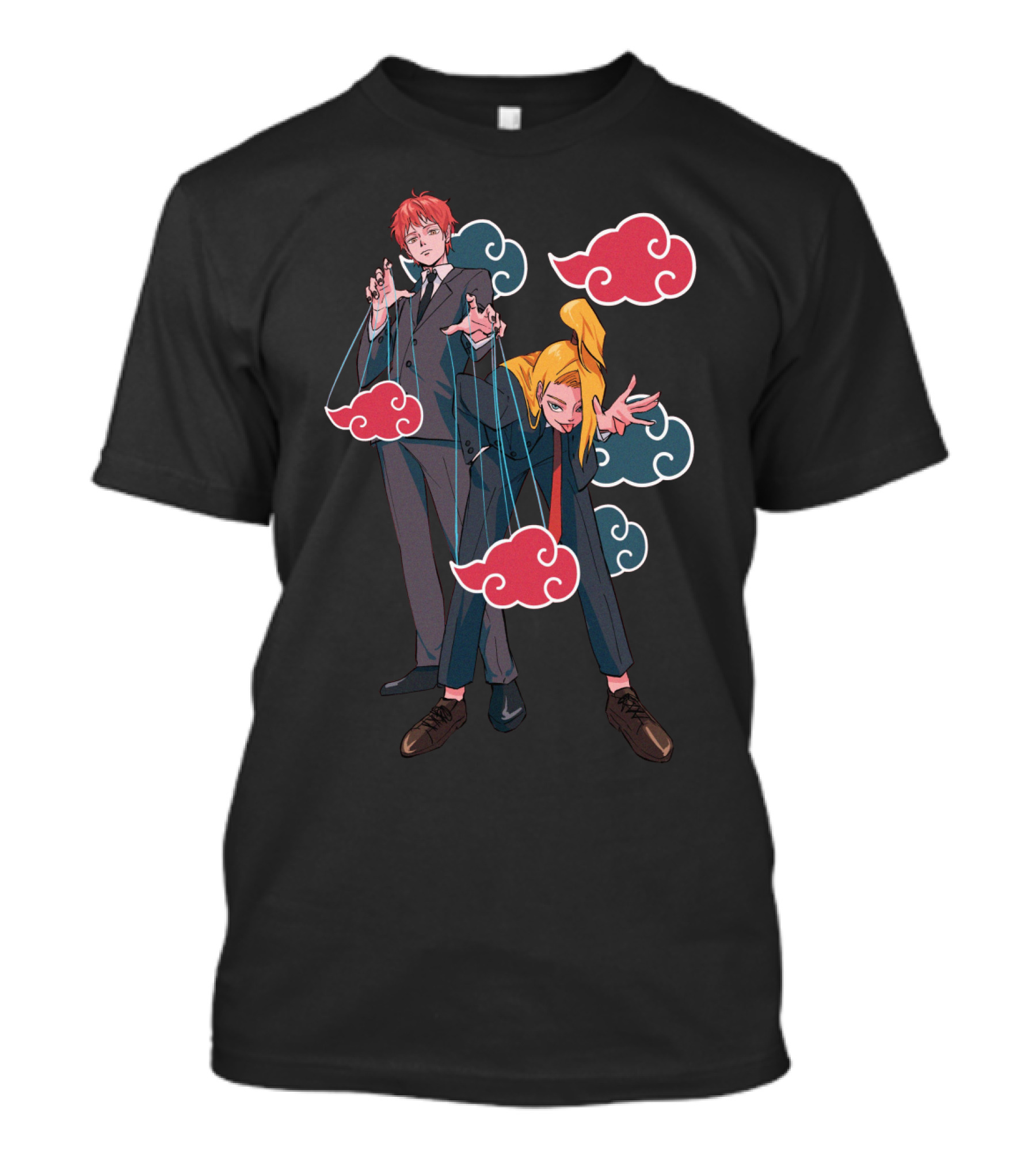 Deidara Sasori Akatsuki Puppet Masters With Clouds T-Shirt