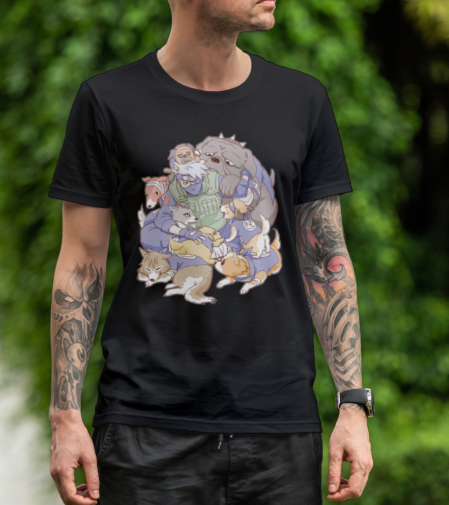 Kakashi Hatake Surrounded By Pack Of Ninken Dogs T-Shirt